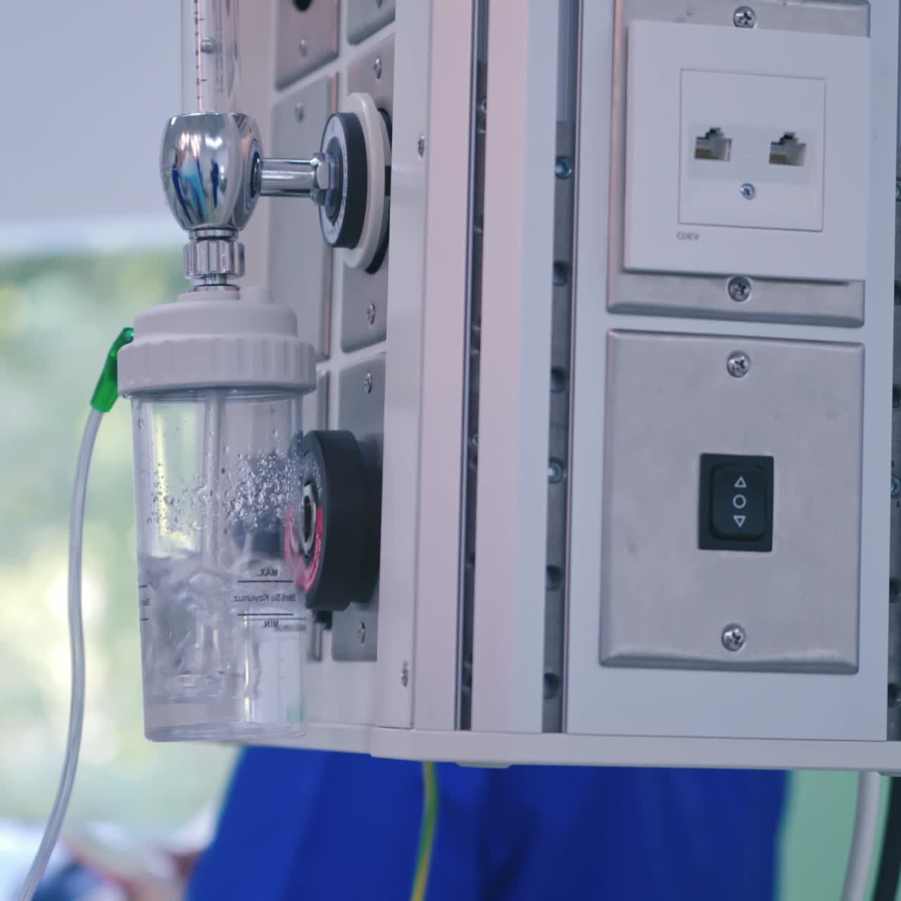 Modern equipment in the operating room. Medical machine to save patient's life. New technologies in medicine. Close-up.