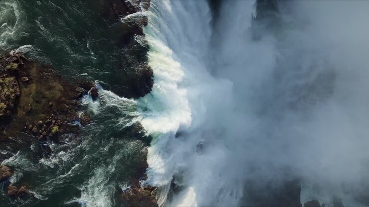 Cascate Vittoria Zimbabwe vista aerea dall'alto 4K 04