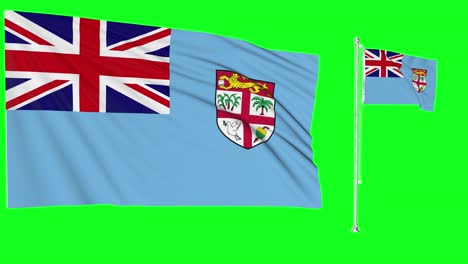 green screen waving fiji flag or flagpole