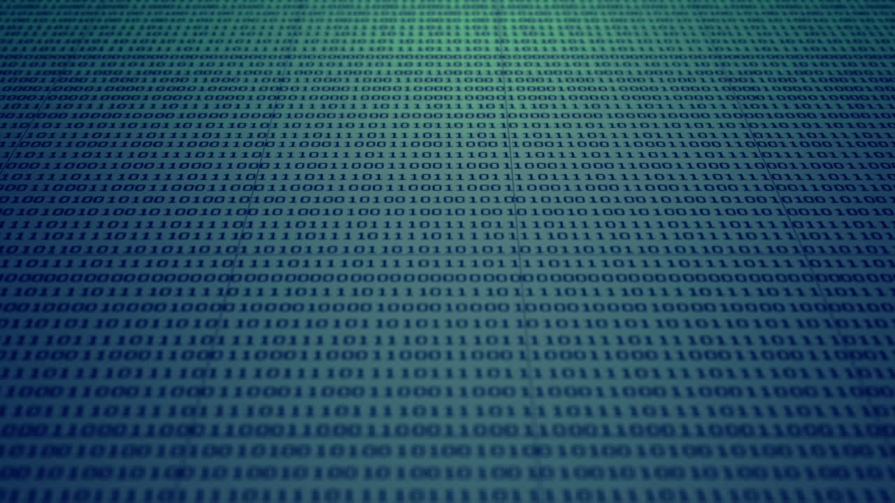 Scrolling blue and green binary code