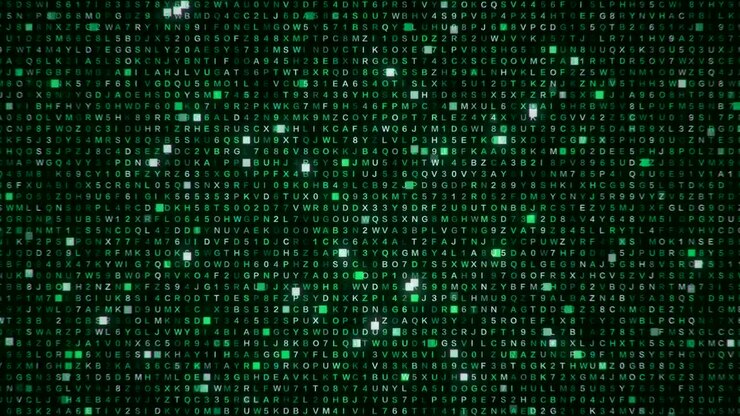 Blue screen binary code screen,4k 3d rendering video.(4096x2160)