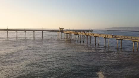 Flying-Towards-the-End-Ocean-Beach-Pier-in-San-Diego,-California