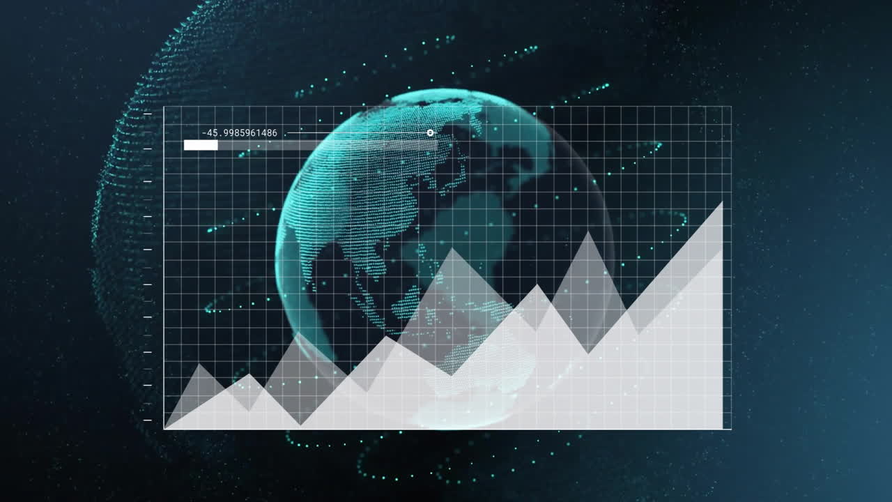 animación de la red de conexiones y procesamiento de datos en todo el mundo