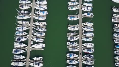 boat harbor panning aerial view