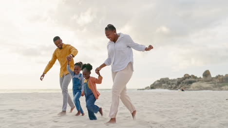 happy, travel and holding hands with black family