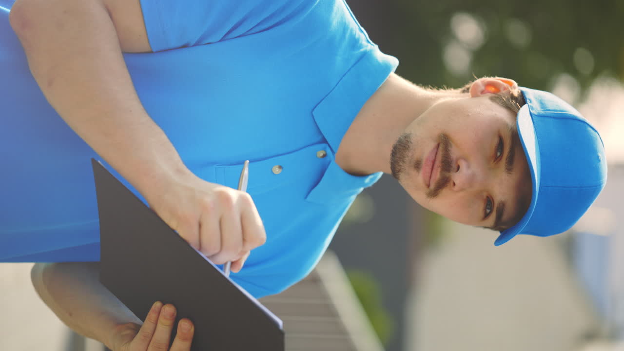 Delivery Person Signing Documents