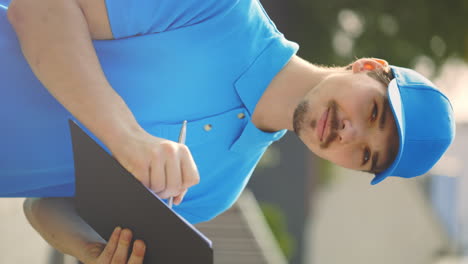 delivery person signing documents