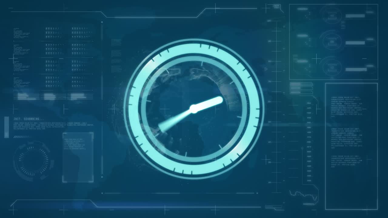 Animation of clock moving fast over computer circuit board