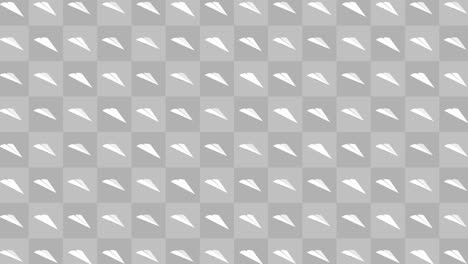 colección de aviones de papel hechos a mano. animación en bucle de un avión de papel blanco que fluye sobre un fondo gris. concepto de conexión de negocios. avión de origami volando.