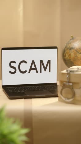 vertical video of scam displayed in legal laptop screen