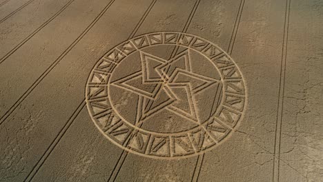 complex west meon barley field crop circle aerial view orbiting geometric overlapping esoteric design