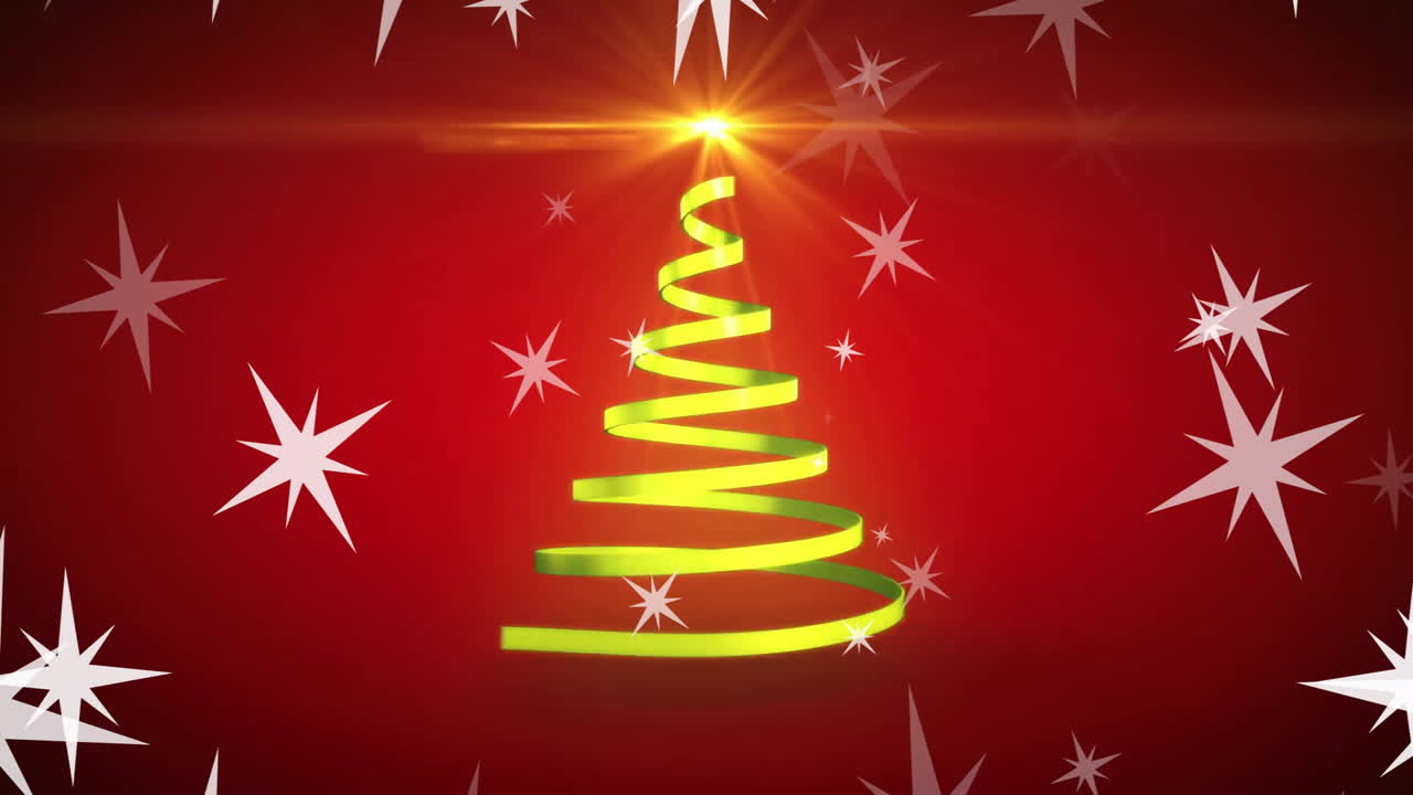 animación de estrellas cayendo sobre el árbol de navidad