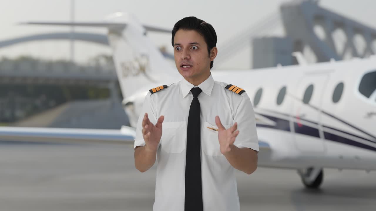 화난 인도 남성 조종사가 소리를 지르고 있습니다.