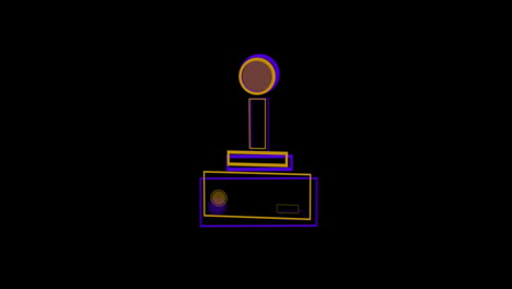 animación del logotipo del videojuego amarillo y púrpura
