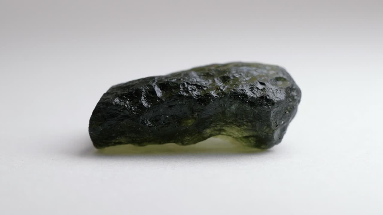 auténticas rocas de moldavita crudas piedras preciosas de cristal 4k 30p tomas macro