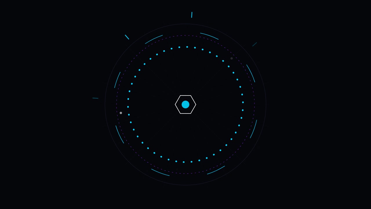 Abstract Digital HUD Interface with Rotating Circular Elements