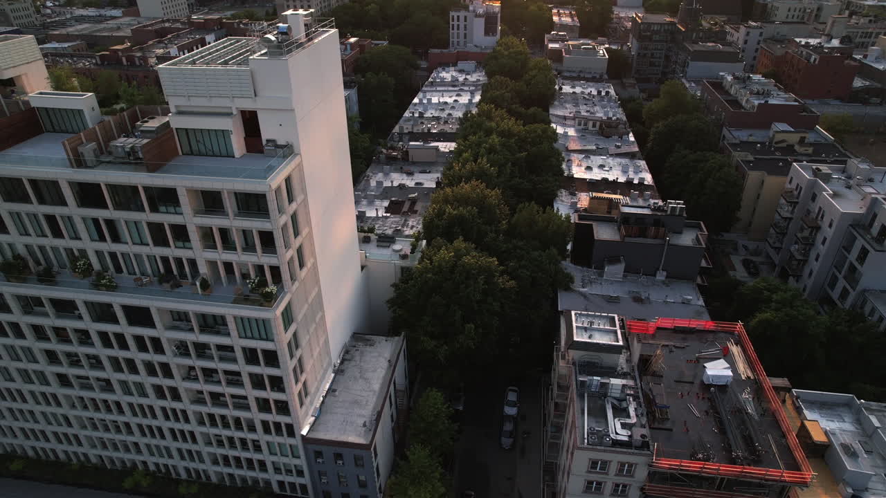 미국 뉴욕 브루클린 의  ⁇ 빛 도로 와 럭셔리 아파트 의 공중 전망