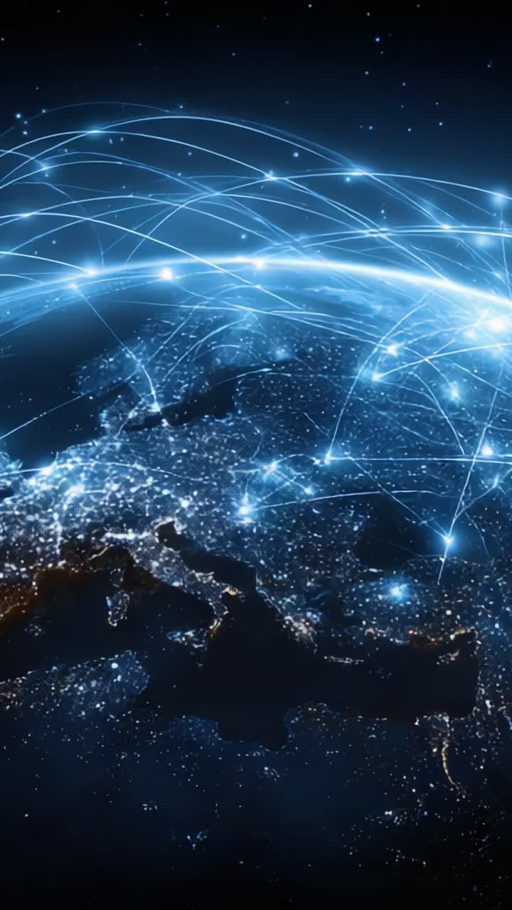 An Expansive View of a Digitally Connected World: Illuminated Cities, Bright Lights, and Flowing Data Networks Across Europe and Beyond in Stunning Detail