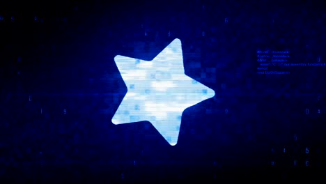 símbolo de estrella animación de error de ruido de píxeles digitales.