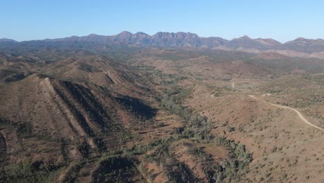 pullback from bunyeroo gorge rugged terrain, south australian outback