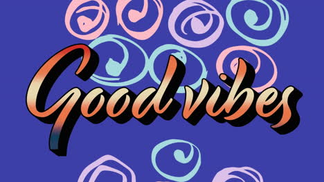 animation of good vibes text over colorful graphics and shapes