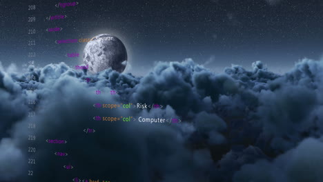 animación de números procesamiento de datos sobre nubes.