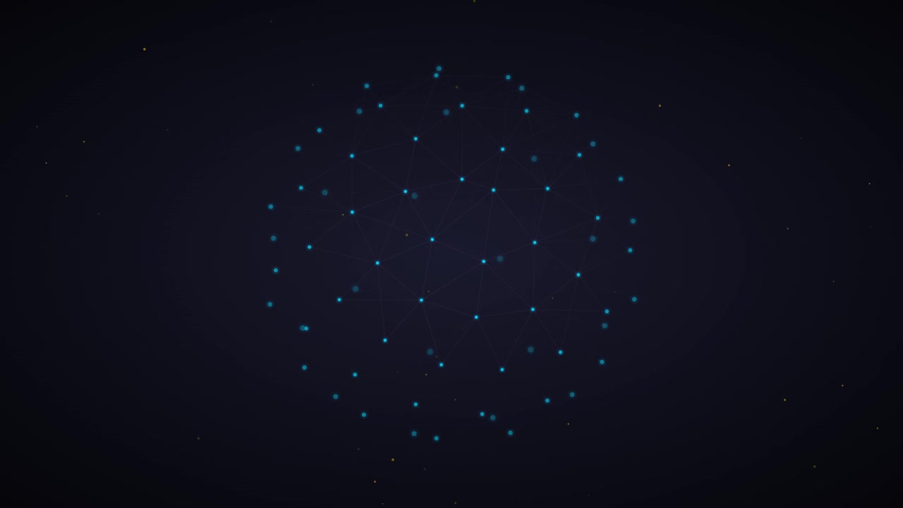 Abstract Digital Network Sphere Connecting Dots in Dark Space