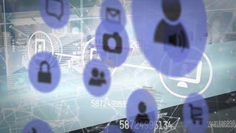 animación del icono de las redes sociales sobre el procesamiento de datos