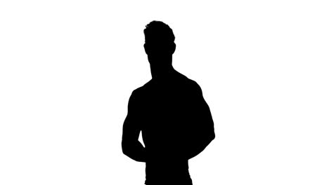 muscular silhouette of man flexing muscles