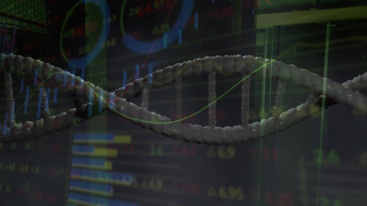 Animation of dna strand over data processing