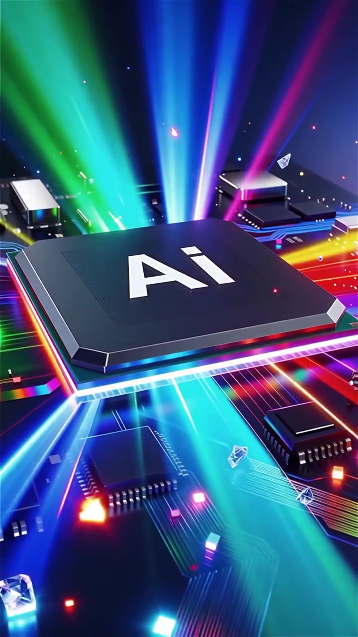 Futuristic AI Chip Motherboard Technology Background