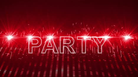 party text animation over red and black digital lights background