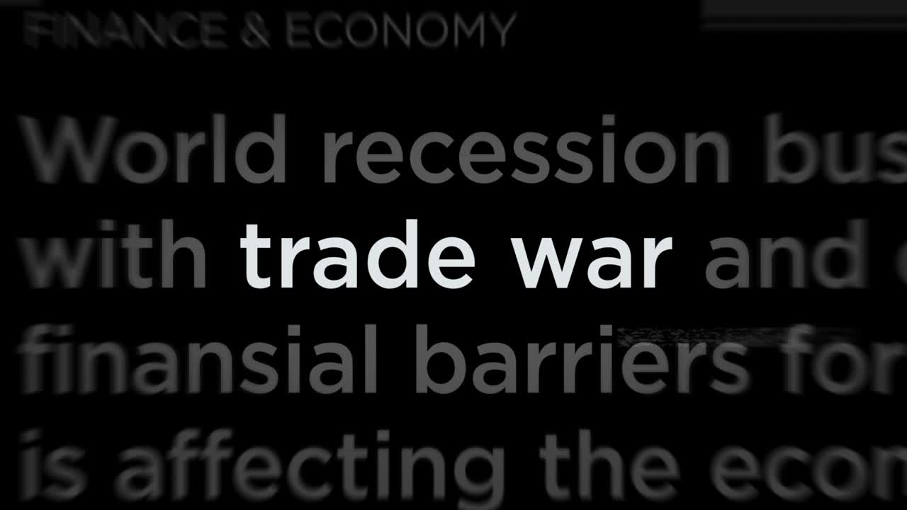 titulares de los medios de comunicación con guerra comercial impuestos de importación y exportación animación de bucle sin fisuras