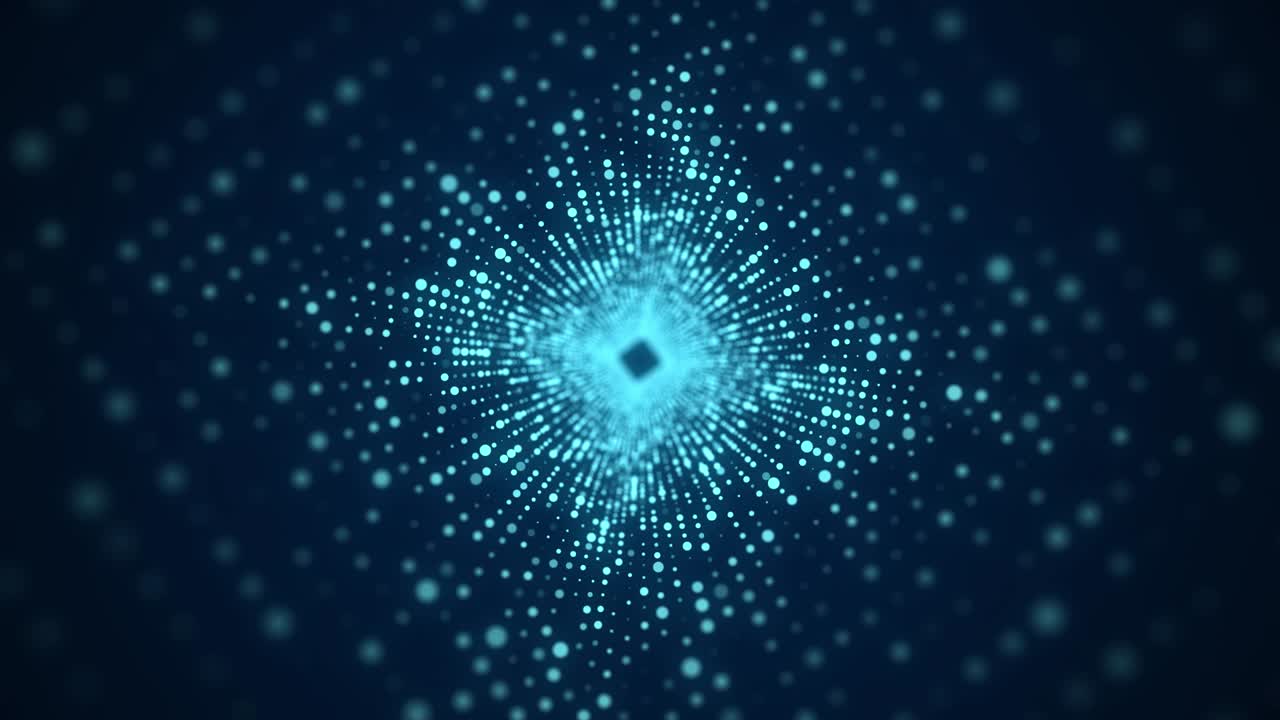 abstract portal 3d. túnel o agujero de gusano. fondo digital con puntos azules conectados. renderización 3d.