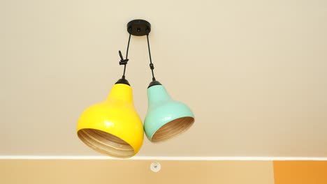 colorful two-lamp chandelier