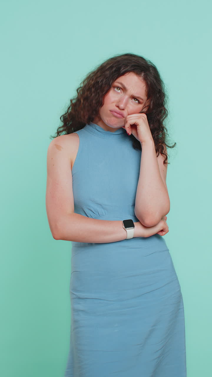 Woman tired bored expression exhausted of tedious story not interested in communication talk