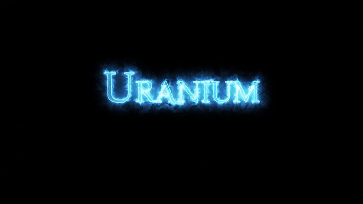 Uranium, chemical element, written with fire. Loop