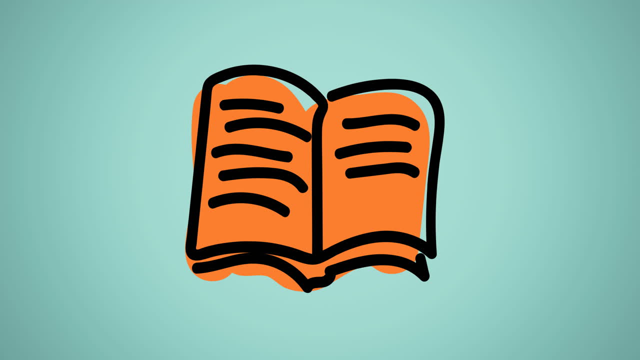 animación de un libro de texto escolar sobre un fondo verde