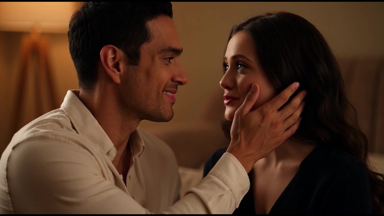 Affectionate Couple Sharing an Intimate Moment at Home
