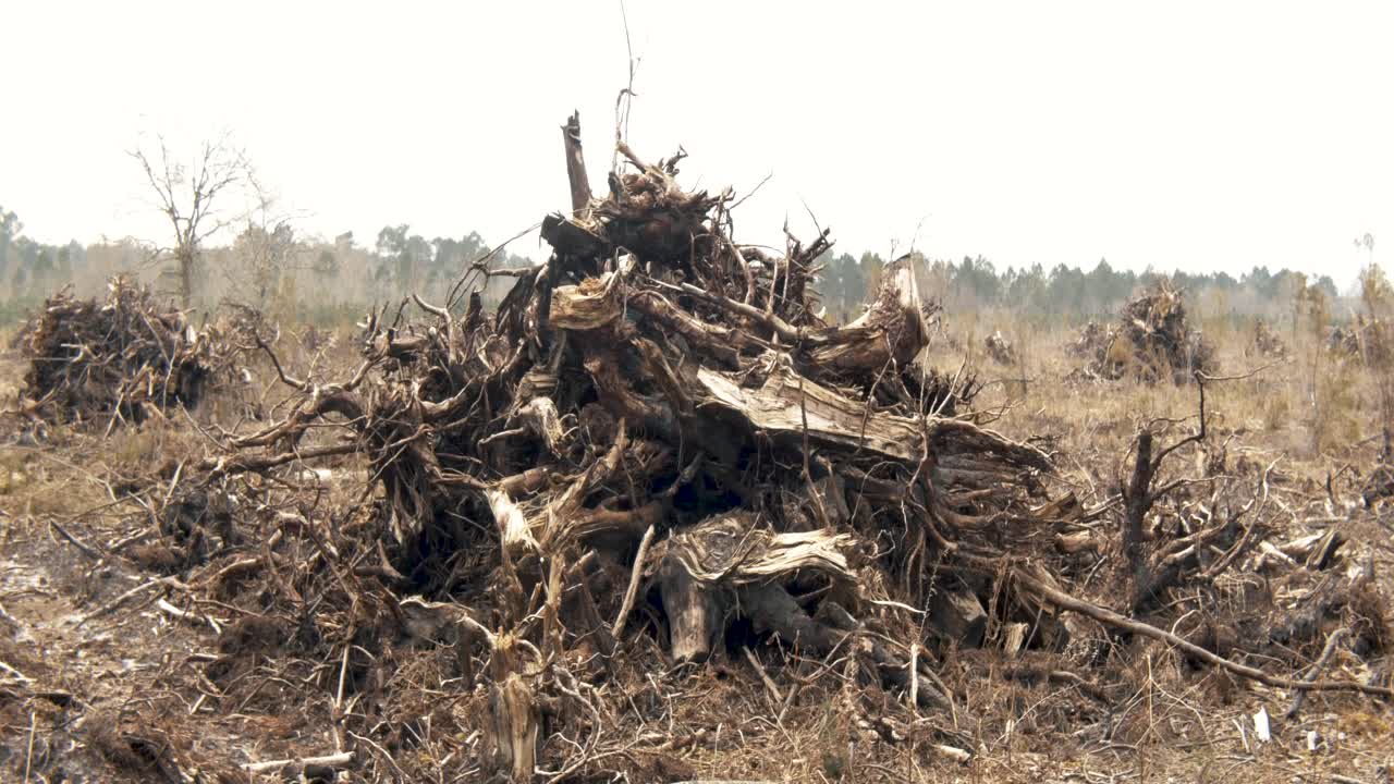 A pile of old tree roots.