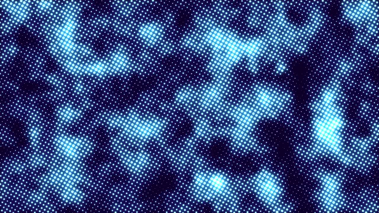 movimiento de textura de puntos de medio tono con ondas de partículas desfocalizadas brillantes en el fondo. bucle sin costuras animación 4k