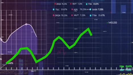 animación del procesamiento de datos financieros sobre un fondo oscuro