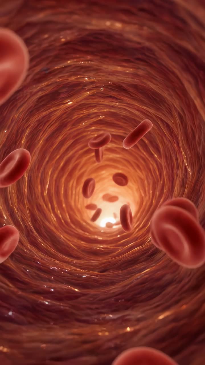 Highresolution biomedical animation illustrating microscopic blood cell movement