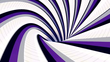 fondo abstracto con túnel hipnótico animado de rayas coloridas, bucle sin costuras. animación. embudo giratorio sin fin de colores blanco, púrpura y negro