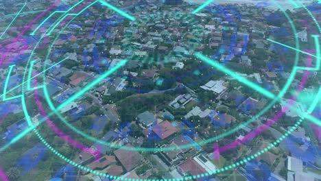 animación del procesamiento de datos sobre el paisaje urbano