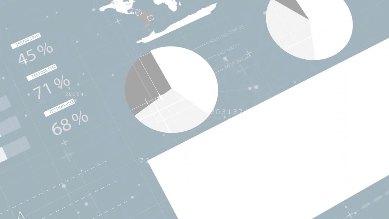 회색 배경 위에 금융 데이터 처리의 애니메이션