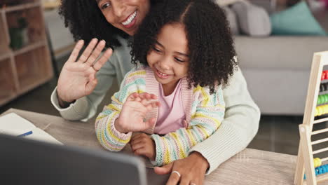 video call, laptop and mother with child