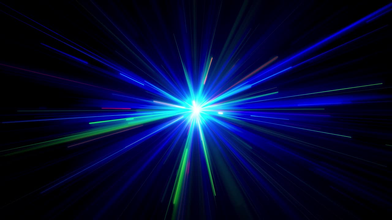 un raggio laser che irradia dal centro. un'immagine di una linea di luce che esplode. materiale di sfondo di deformazione e salto temporale.