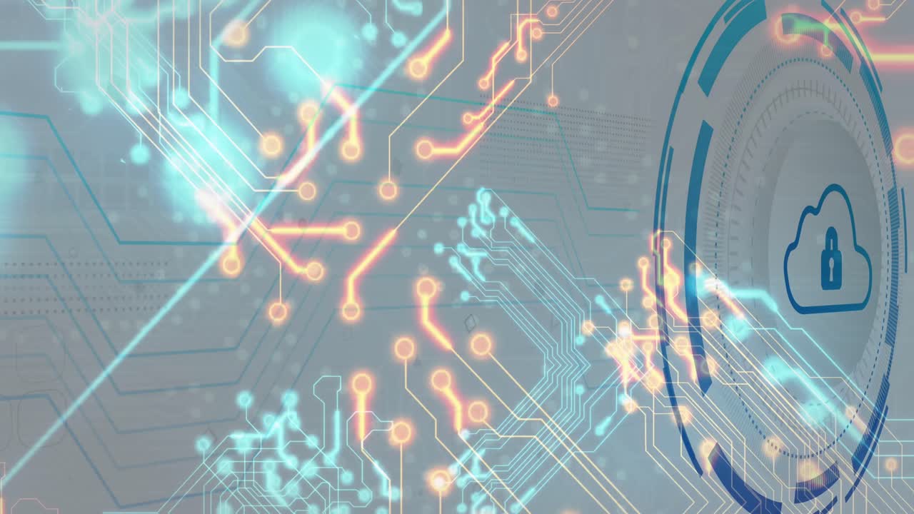 검은색 배경의 데이터 처리에 대한  ⁇ 락 아이콘의 애니메이션