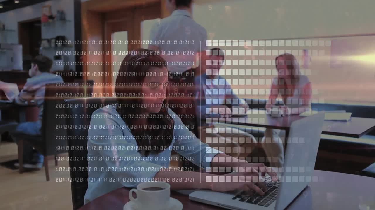 Animation of data processing over diverse students using laptop
